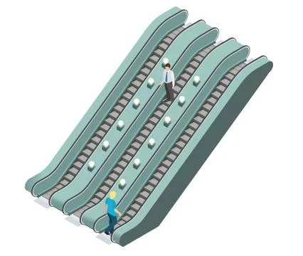 Vector Escalator. Isometric Escalator illustration. Stock Illustration