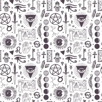 Vector esoteric astrology symbols pattern Illustrazione stock