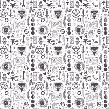 Vector esoteric astrology symbols pattern Stock Illustration