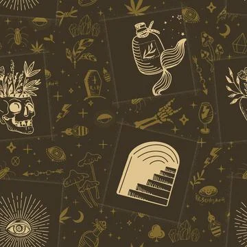 Vector esoteric symbols pattern Stock Illustration