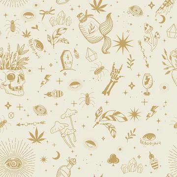 Vector esoteric symbols pattern Stock Illustration