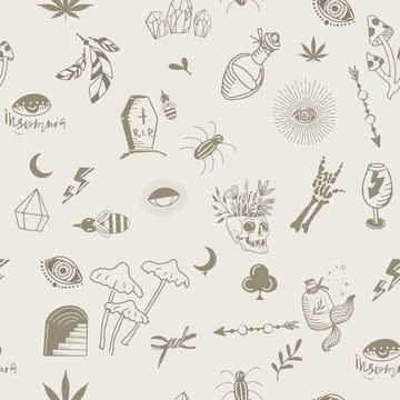 Vector esoteric symbols pattern Illustrazione stock
