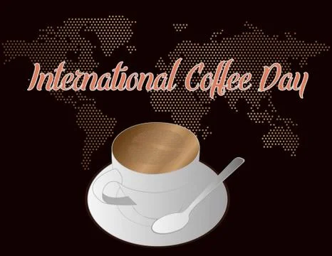 A vector espresso with a crema that forms a map of the world Stock Illustration