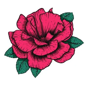 Vector etching handdrawn tatoo style rose illustration. Great for fabric, print Stock Illustration