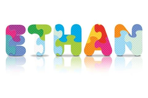 Vector ethan written with alphabet puzzle Stock Illustration