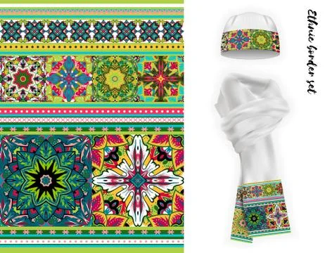 Vector ethnic border set Stock Illustration