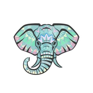 Vector ethnic elephant head Stock Illustration
