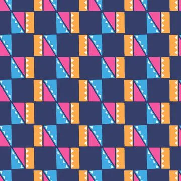 Vector Ethnic geometric seamless patterns on blue background Stock Illustration