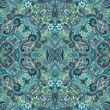 Vector ethnic hand drawn color seamless pattern Stock Illustration