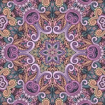 Vector ethnic hand drawn color seamless pattern Stock Illustration