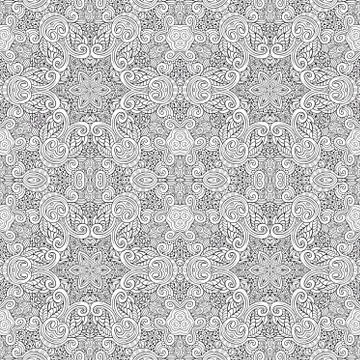 Vector ethnic hand drawn contour seamless pattern Ilustração Stock