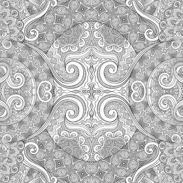 Vector ethnic hand drawn line art seamless pattern イラスト素材