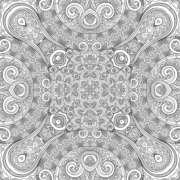 Vector ethnic hand drawn line art seamless pattern 스톡 일러스트