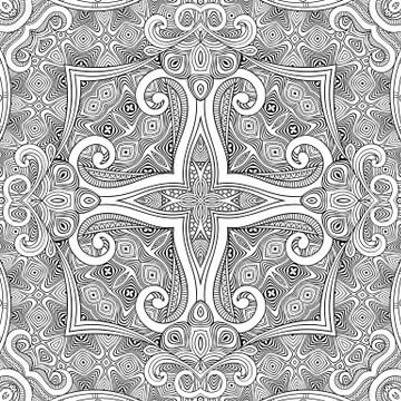 Vector ethnic hand drawn line art seamless pattern 스톡 일러스트