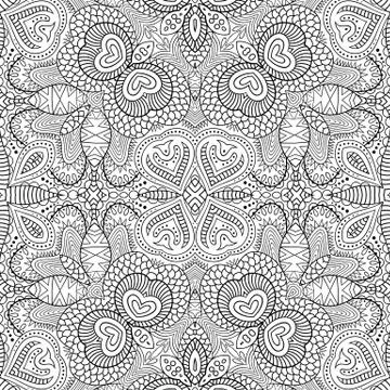 Vector ethnic hand drawn line art seamless pattern Stock Illustration