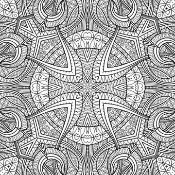 Vector ethnic hand drawn line art seamless pattern 스톡 일러스트