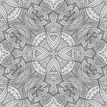 Vector ethnic hand drawn line art seamless pattern 스톡 일러스트