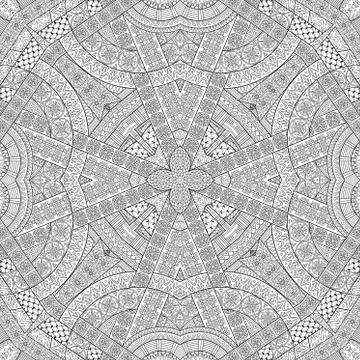 Vector ethnic hand drawn line art seamless pattern 스톡 일러스트