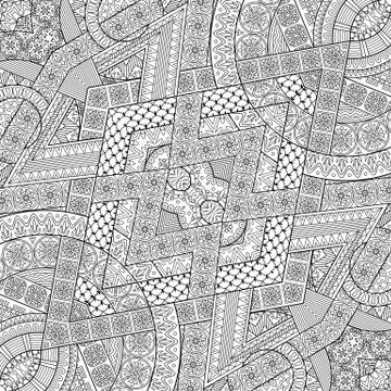 Vector ethnic hand drawn line art background Ilustração Stock