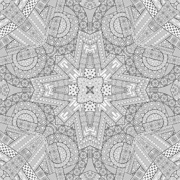 Vector ethnic hand drawn line art seamless pattern 스톡 일러스트