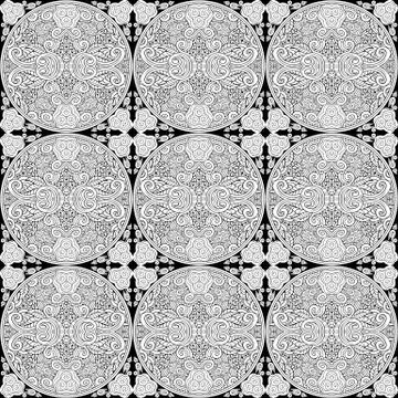 Vector ethnic hand drawn seamless pattern Stock Illustration