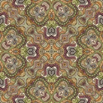 Vector ethnic hand drawn seamless pattern Stock Illustration