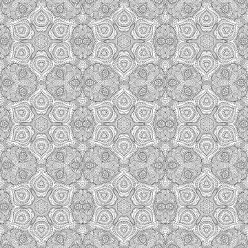 Vector ethnic line art hand drawn seamless pattern Stock Illustration