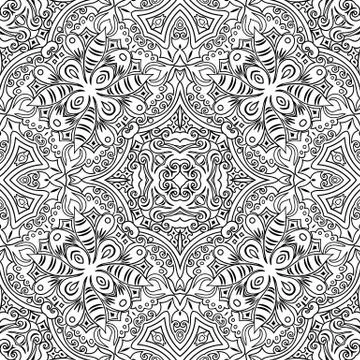 Vector ethnic line art hand drawn background 스톡 일러스트