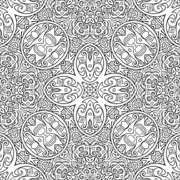 Vector ethnic line art hand drawn background イラスト素材