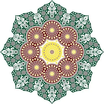 Vector Ethnic mandala design. Dot painting art in aboriginal style Stock Illustration