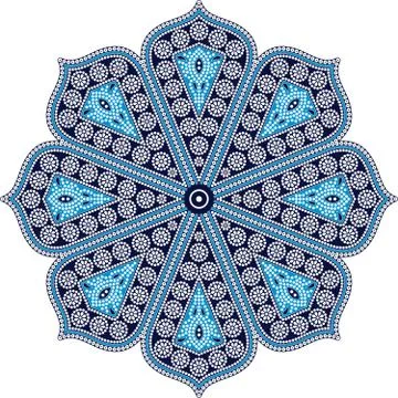 Vector Ethnic mandala design. Dot painting art in aboriginal style Stock Illustration
