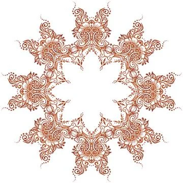 Vector ethnic mehndi circular pattern. Template for mehndi ornament. Hand drawn Stock Illustration