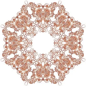 Vector ethnic mehndi circular pattern. Template for mehndi ornament. Hand drawn Illustrazione stock