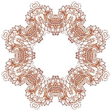 Vector ethnic mehndi circular pattern. Template for mehndi ornament. Hand drawn Illustration