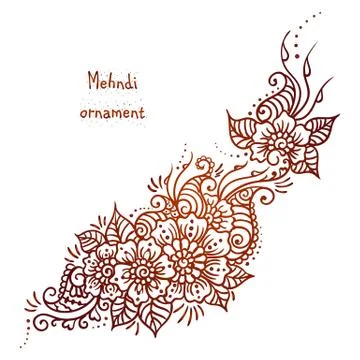 Vector ethnic mehndi pattern. Template for mehndi ornament. Hand drawn detailed Stockillustratie