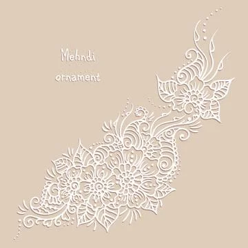Vector ethnic mehndi pattern. Template for mehndi ornament. Hand drawn detailed 스톡 일러스트