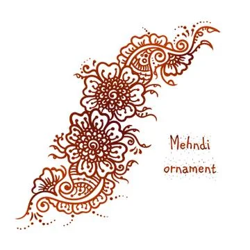 Vector ethnic mehndi pattern. Template for mehndi ornament. Hand drawn detailed 스톡 일러스트