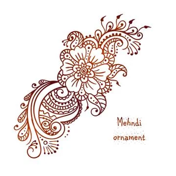 Vector ethnic mehndi pattern. Template for mehndi ornament. Hand drawn detailed 스톡 일러스트