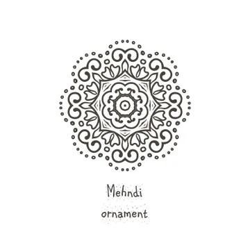Vector ethnic mehndi pattern. Template Circular mehndi ornament. Hand drawn Stock Illustration