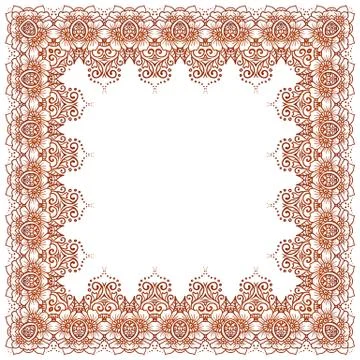 Vector ethnic mehndi square pattern. Template for mehndi ornament. Hand drawn Illustration