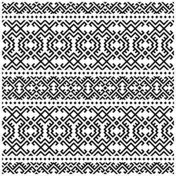 Vector ethnic seamless pattern black white color, abstract geometric backgrou Stock Illustration