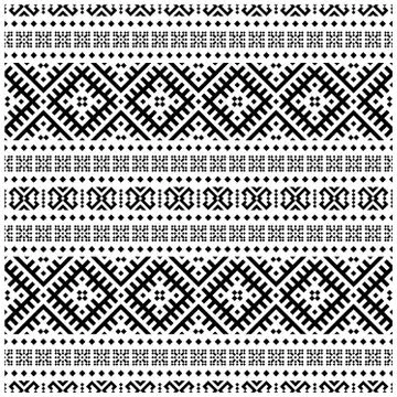 Vector ethnic seamless pattern black white color, abstract geometric backgrou Illustrazione stock