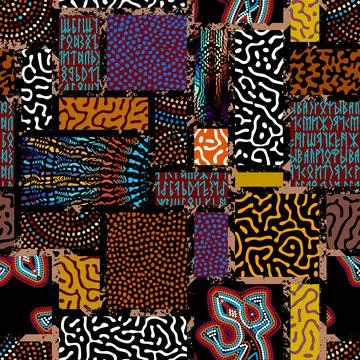 Vector ethnic tribal pattern. Seamless art image. Stock Illustration