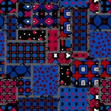 Vector ethnic tribal pattern. Seamless art image. Rhombuses patchwork. 스톡 일러스트