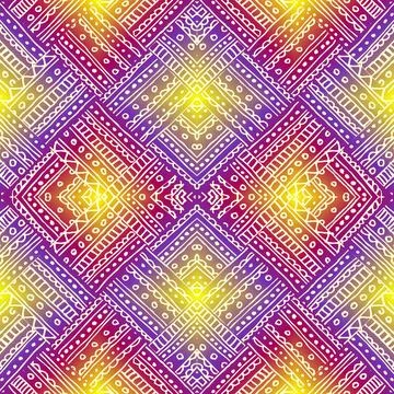 Vector ethnic tribal pattern. Seamless symmetric image. Stock Illustration