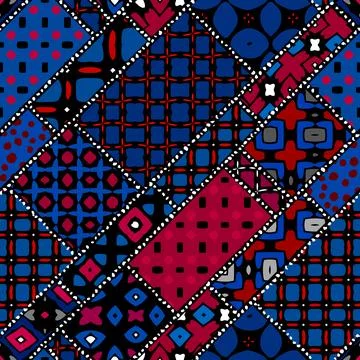 Vector ethnic tribal pattern. Seamless art image. Rhombuses patchwork. 스톡 일러스트