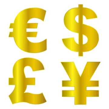 Vector euro, dollar, pound and yen ,Currency signs Stock Illustration