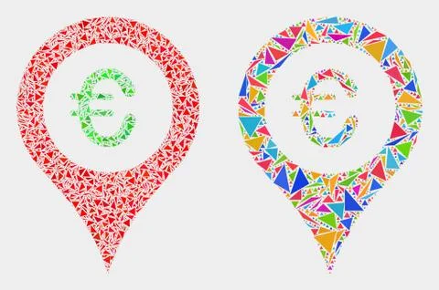 Vector Euro Map Marker Mosaic Icon of Triangle Elements Stock Illustration