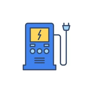 Vector EV Charging Station concept colored icon Stock Illustration