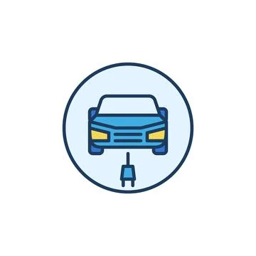 Vector EV with Plug concept round colored icon Stock Illustration